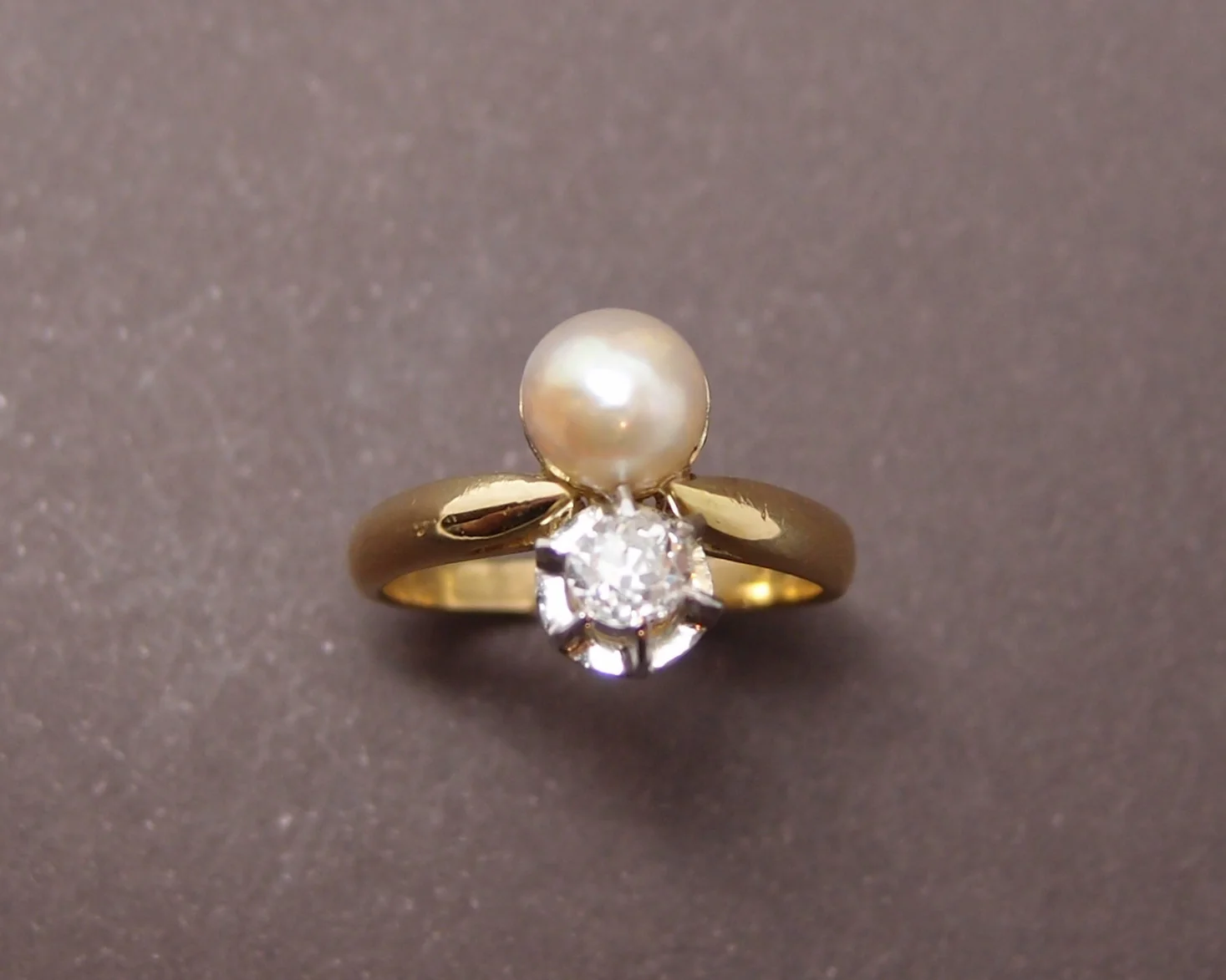 Bague toi et moi Diamant et perle Mabé - Image 2