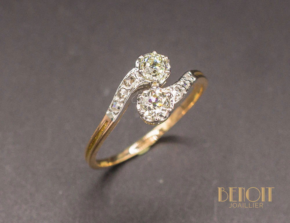 Bague Toi et Moi Diamant Jaunes