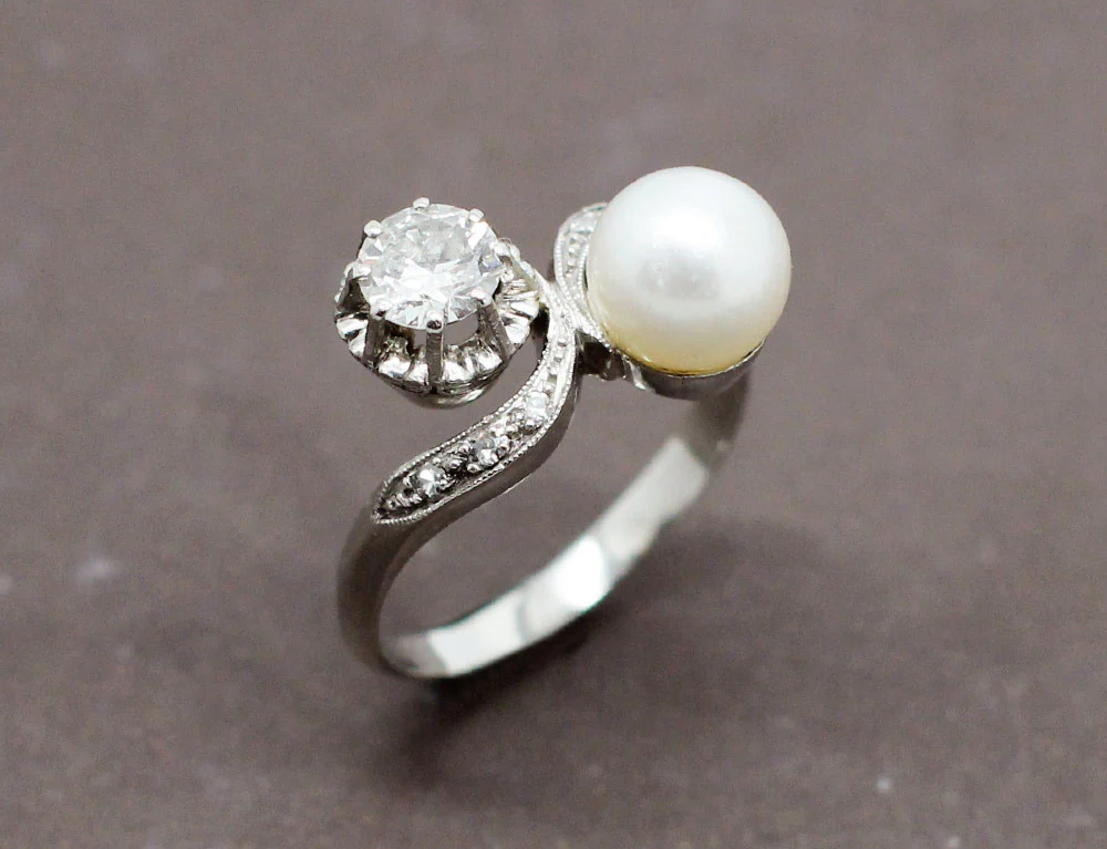 Bague Toi et Moi Diamant Perle