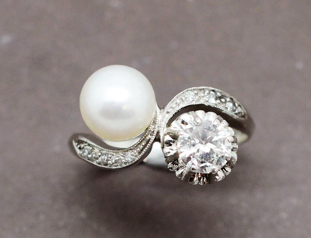 Bague Toi et Moi Diamant Perle - Image 3