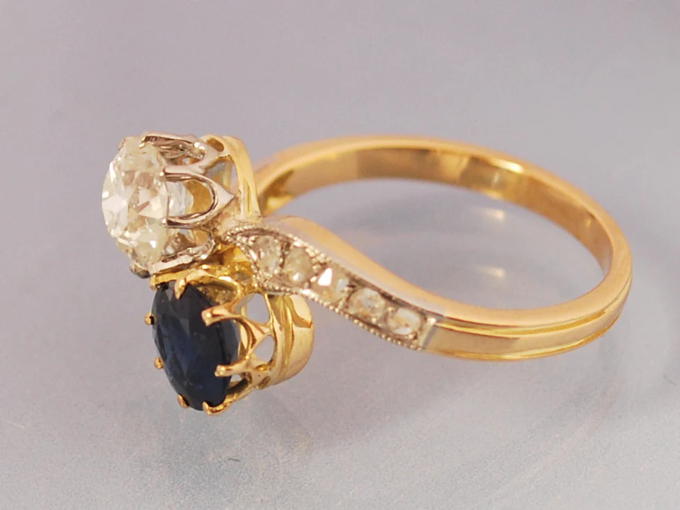 Bague toi et moi diamants et saphir - Image 2