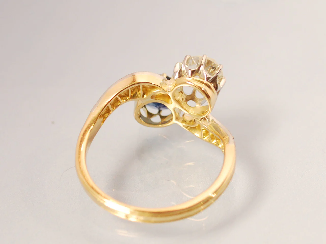 Bague toi et moi diamants et saphir - Image 3