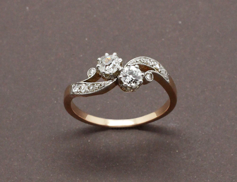 Bague Toi et Moi Diamants Or Rose - Image 2