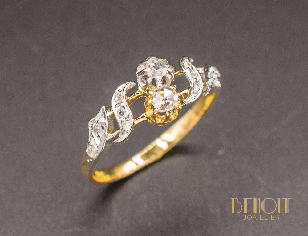 Bague Toi et Moi Diamants Taille Rose