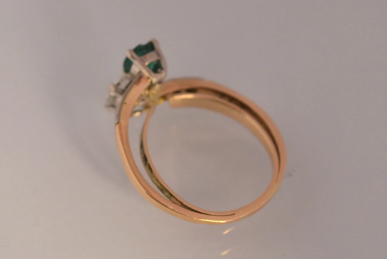 Bague toi et moi Emeraude diamants or 18 carat et platine - Image 4