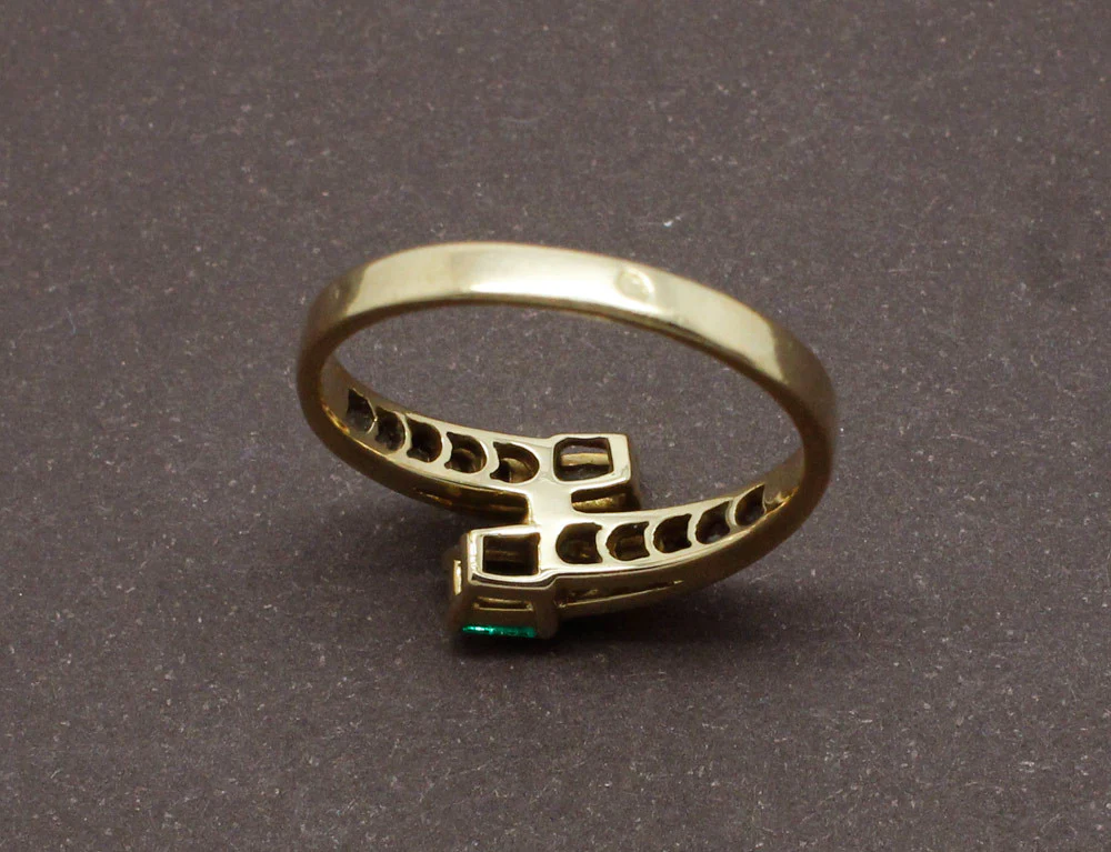 Bague Toi et Moi Émeraude et Diamants - Image 4