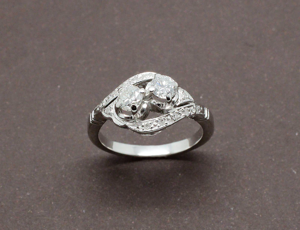 Bague Toi et Moi Or Blanc et Diamants - Image 2