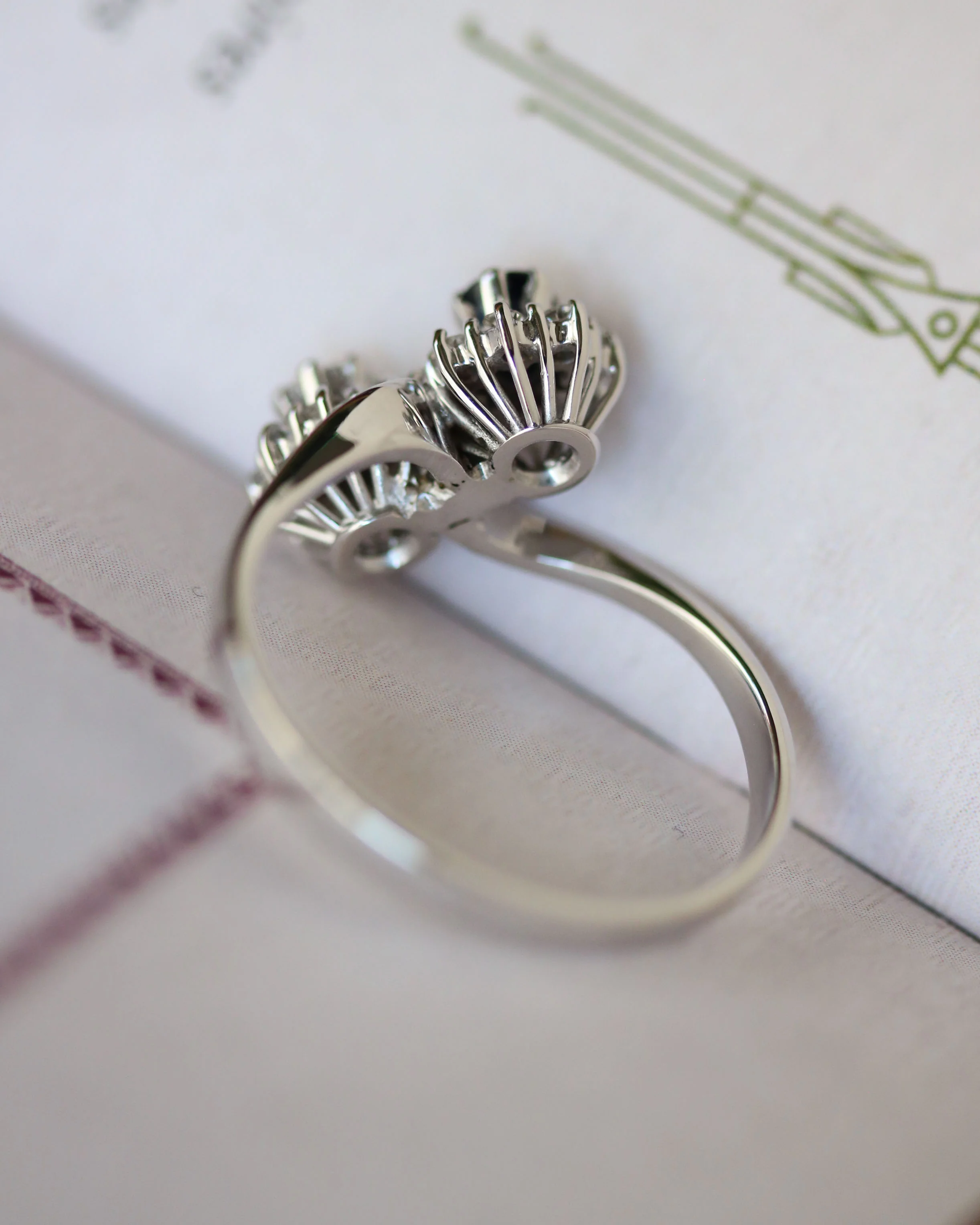 Bague Toi et Moi Or Blanc Saphir et Diamant - Image 4
