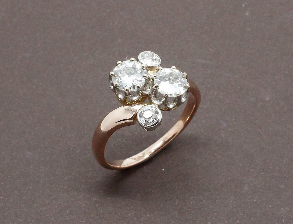 Bague Toi et Moi Or Rose et Diamants