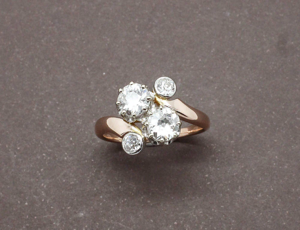 Bague Toi et Moi Or Rose et Diamants - Image 2