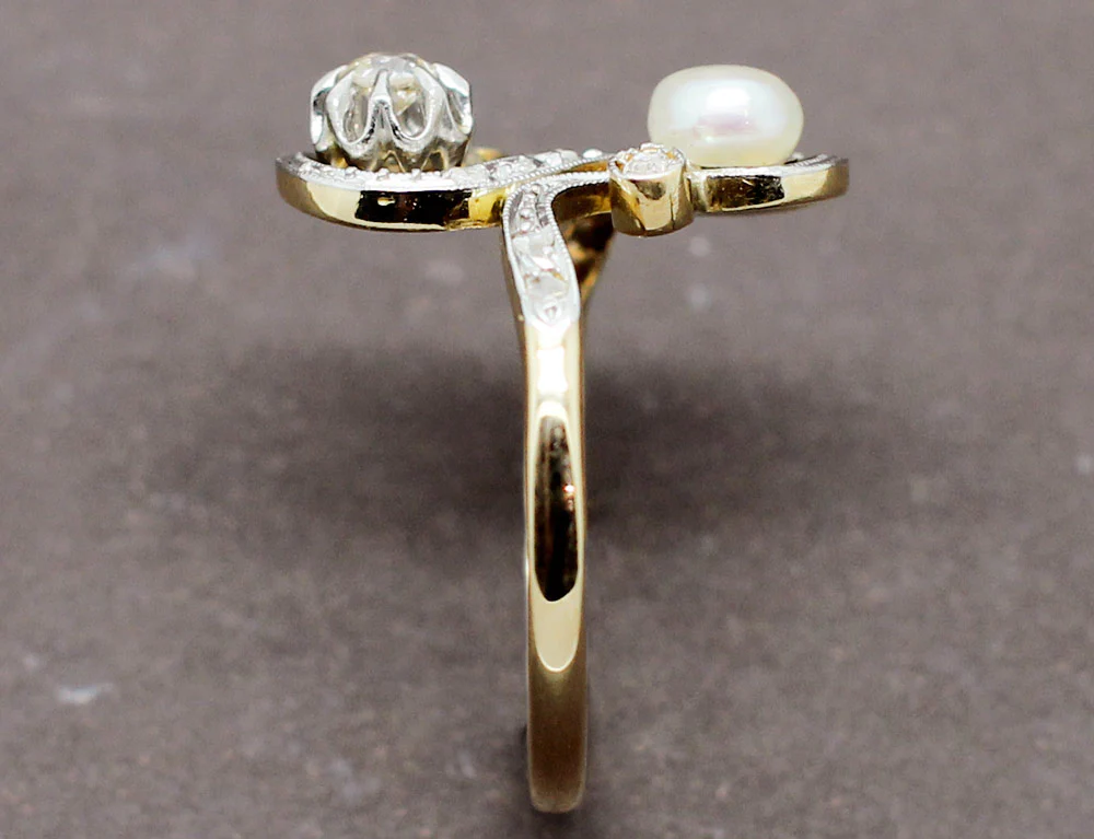Bague Toi et Moi Perle Diamant - Image 4