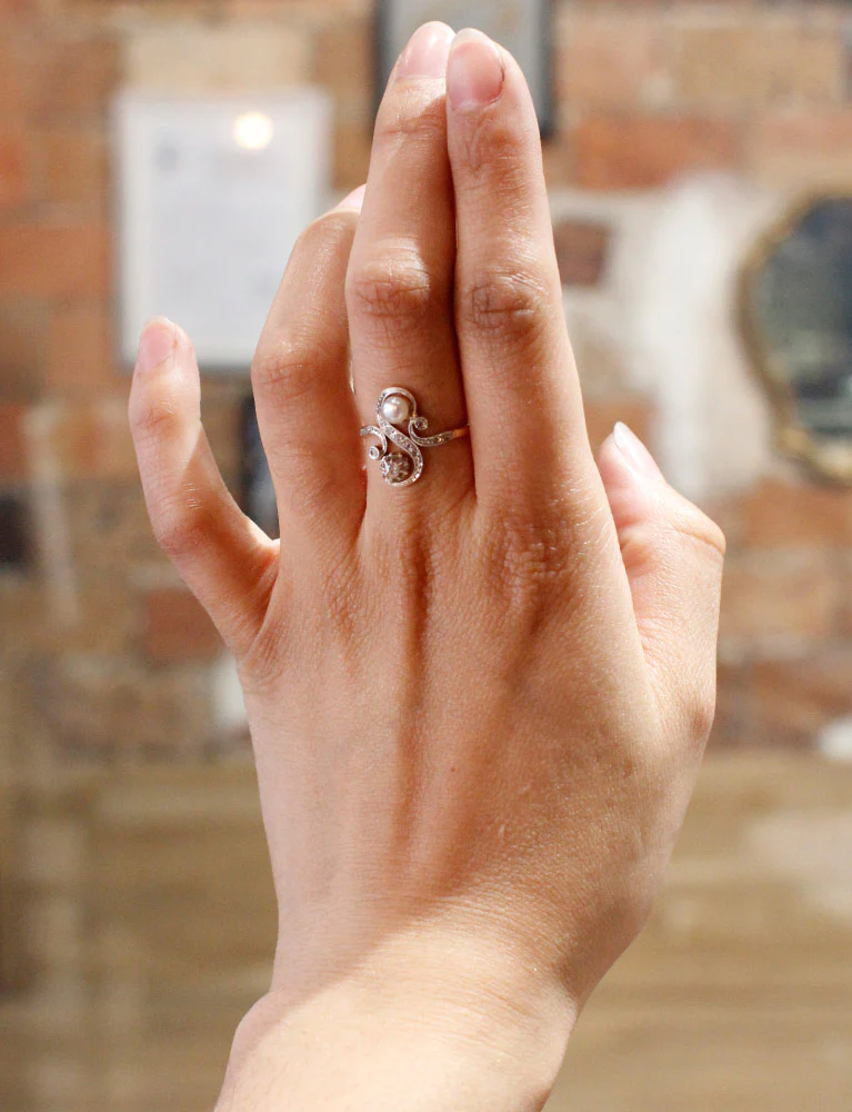Bague Toi et Moi Perle Diamant - Image 7