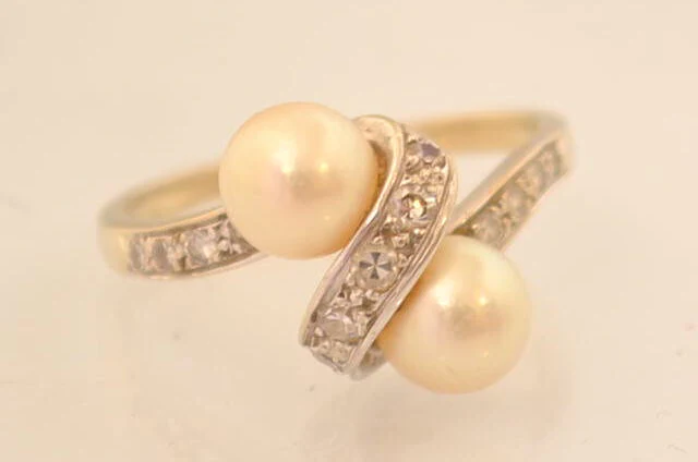 Bague Toi et Moi Perles et Diamants