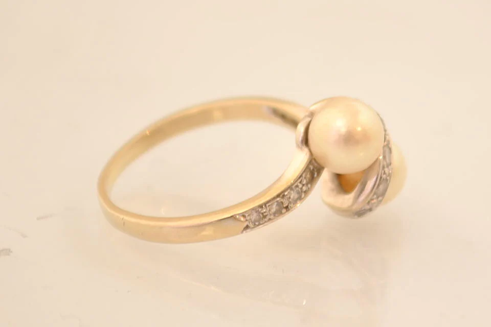 Bague Toi et Moi Perles et Diamants - Image 2