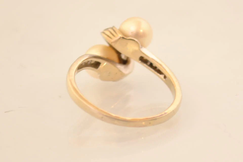 Bague Toi et Moi Perles et Diamants - Image 3
