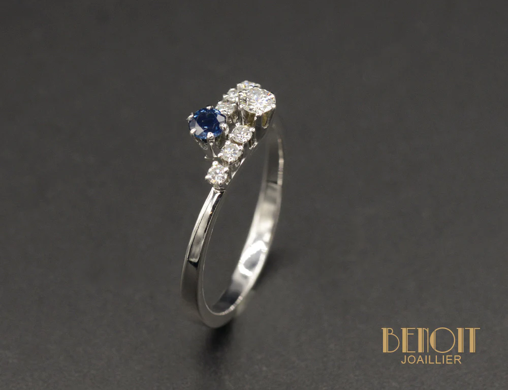 Bague Toi et Moi Saphir et Diamant