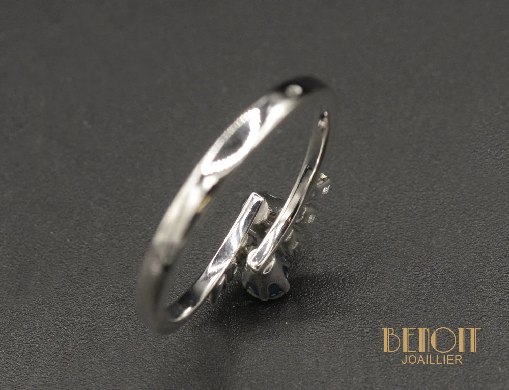 Bague Toi et Moi Saphir et Diamant - Image 4