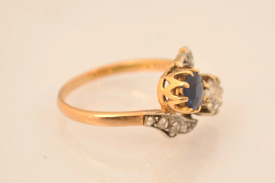 Bague Toi et Moi Saphir et Diamants - Image 2