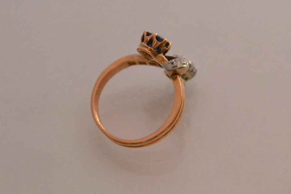 Bague Toi et Moi Saphir et Diamants - Image 2