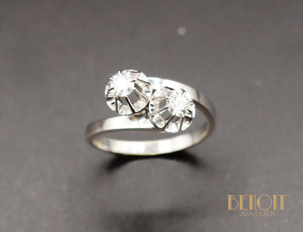 Bague "Toi et Moi" Vintage Diamants - Image 2