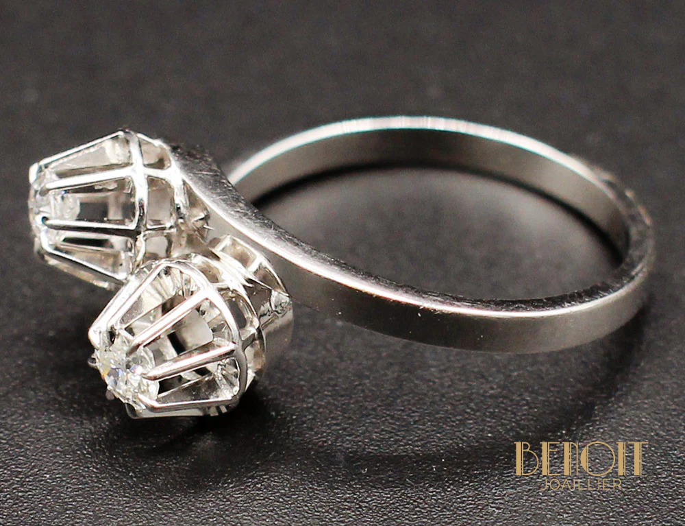Bague "Toi et Moi" Vintage Diamants - Image 4