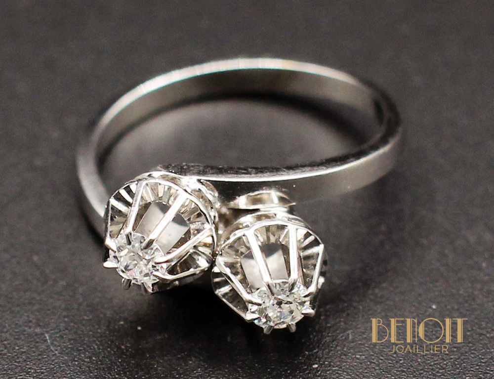 Bague "Toi et Moi" Vintage Diamants - Image 5