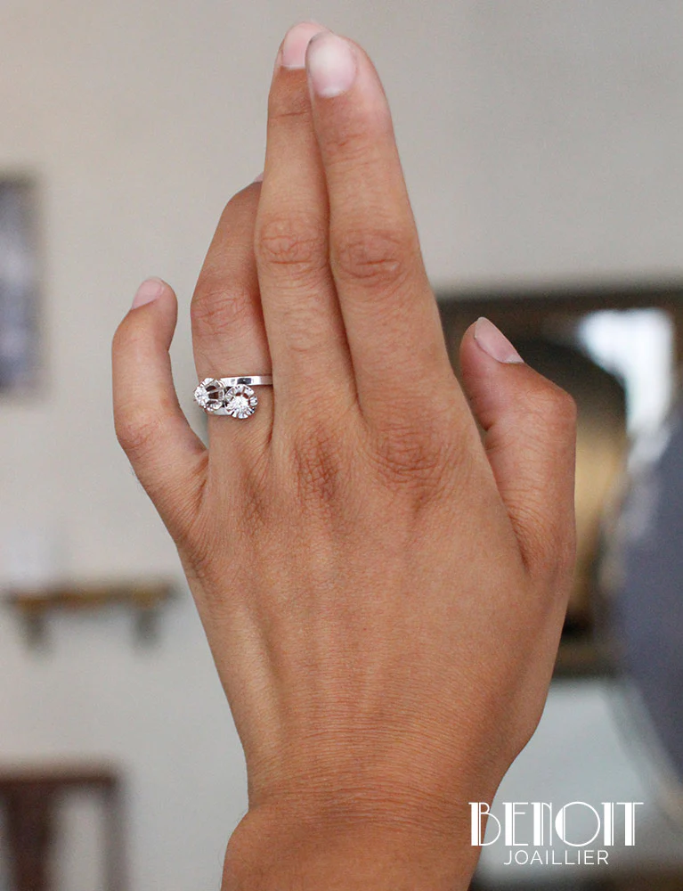 Bague "Toi et Moi" Vintage Diamants - Image 7