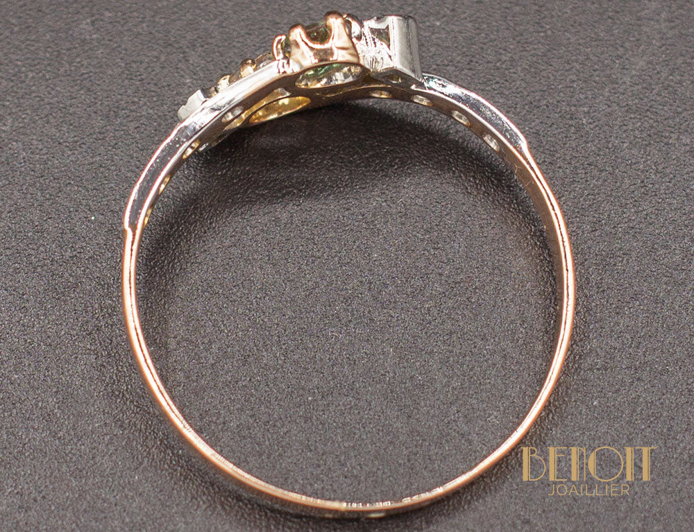 Bague Toi et Moi XIXe Tourmaline Diamant - Image 5