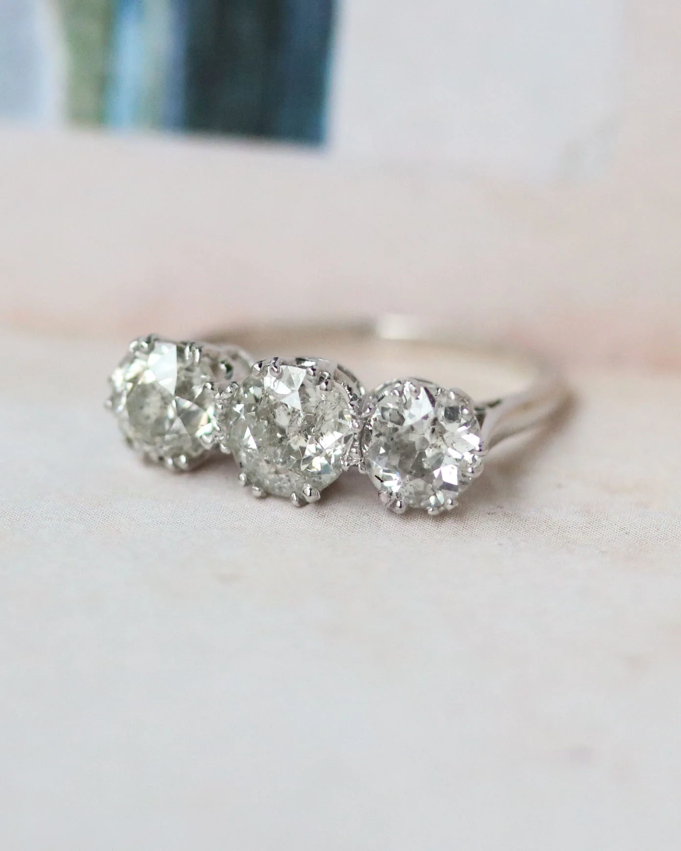 Bague Trilogie Diamants, Or et Platine