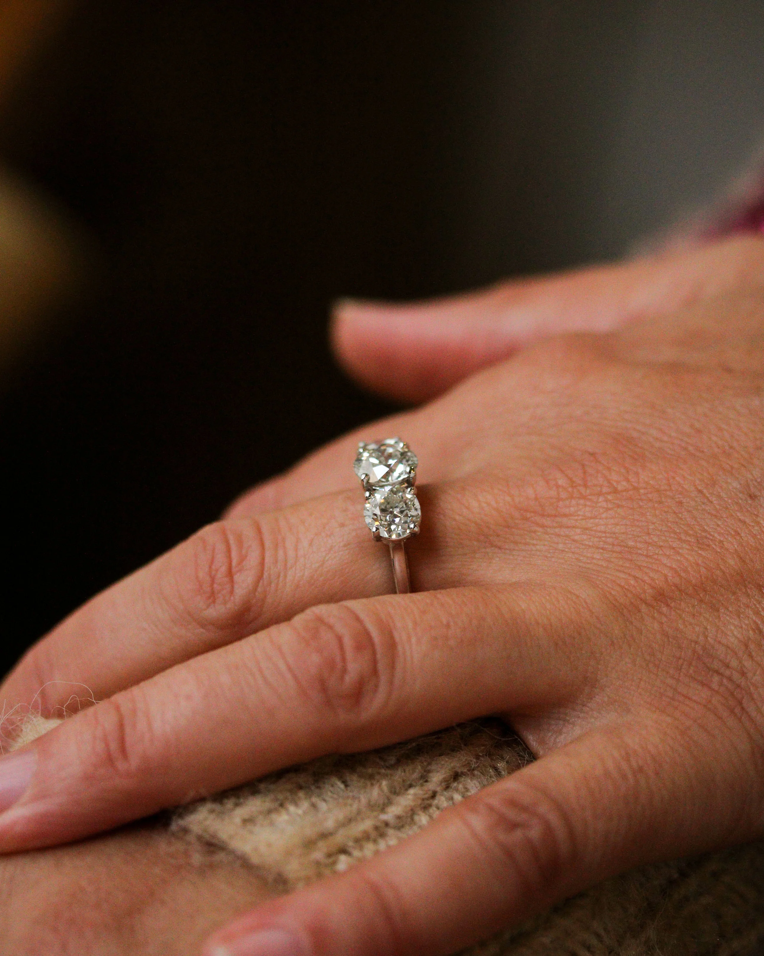 Bague Trilogie Diamants Certifiés et Platine - Image 2