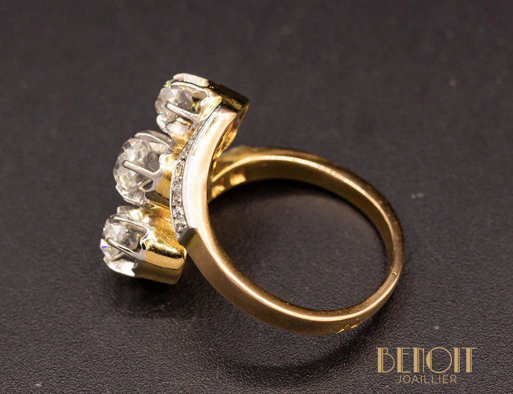 Bague Trilogie Diamants XIXe - Image 4