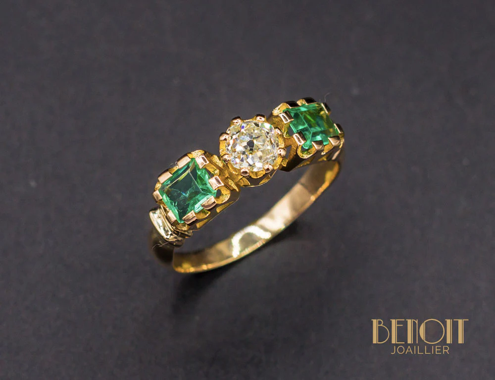 Bague Trilogie Emeraudes Diamant