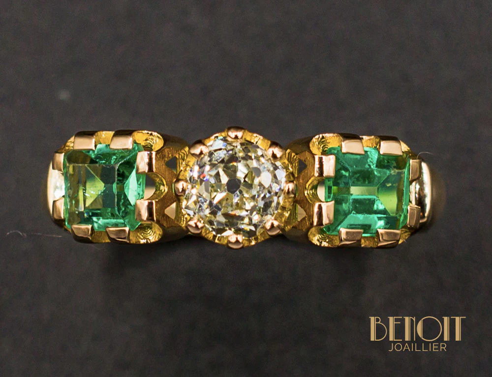 Bague Trilogie Emeraudes Diamant - Image 3