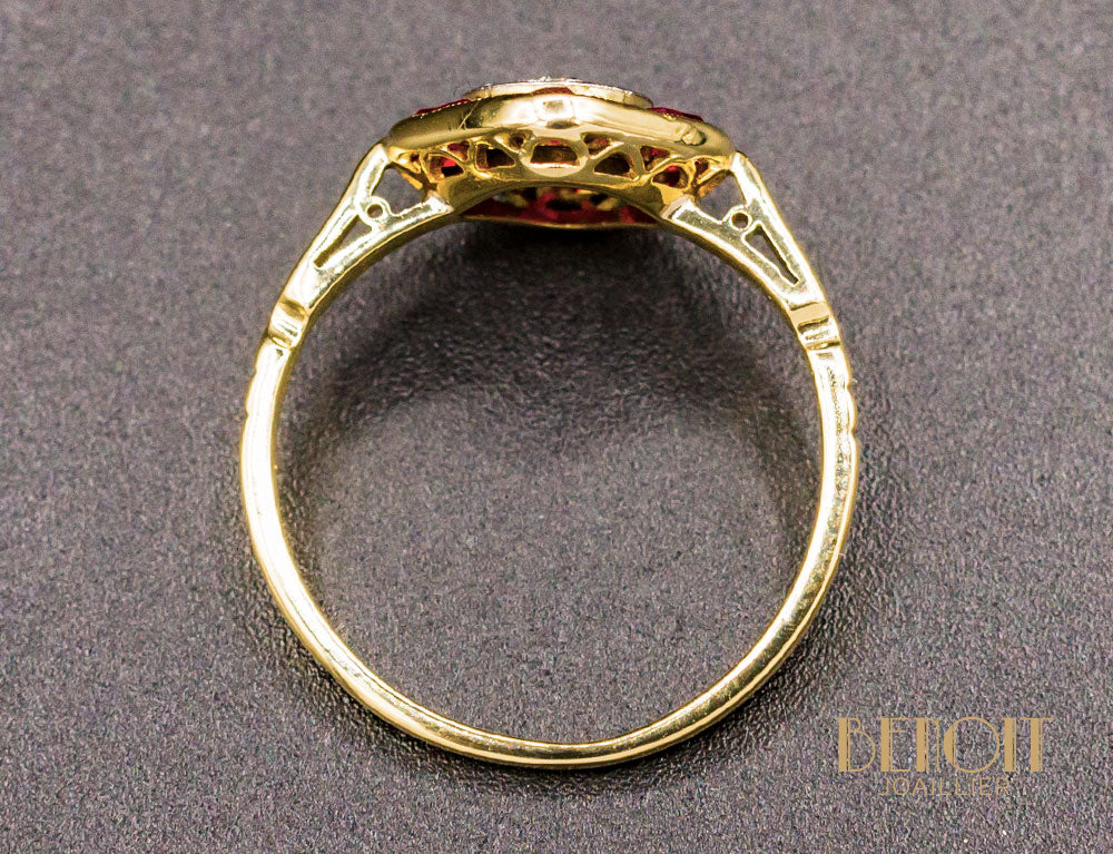 Bague Vintage Rubis Diamants - Image 5