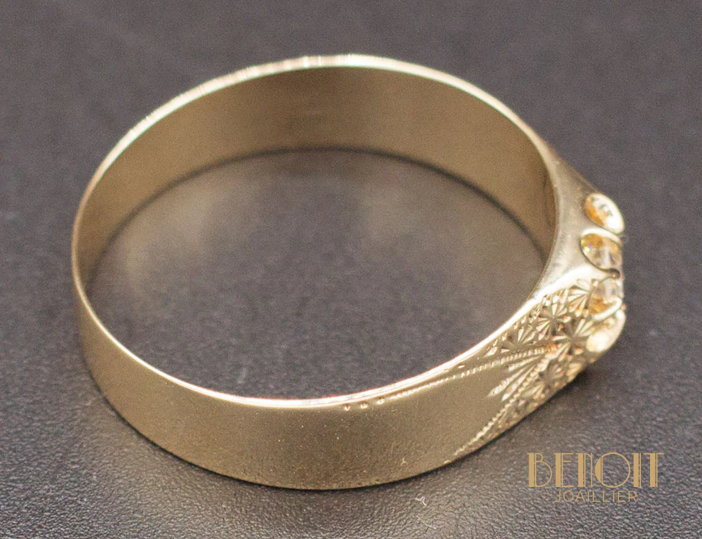 Bague XIXe Diamant Gravures - Image 4