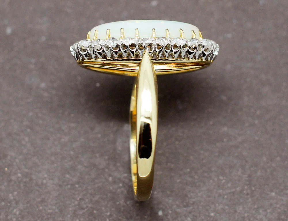 Bague XIXe Opale Blanche et Diamants - Image 5