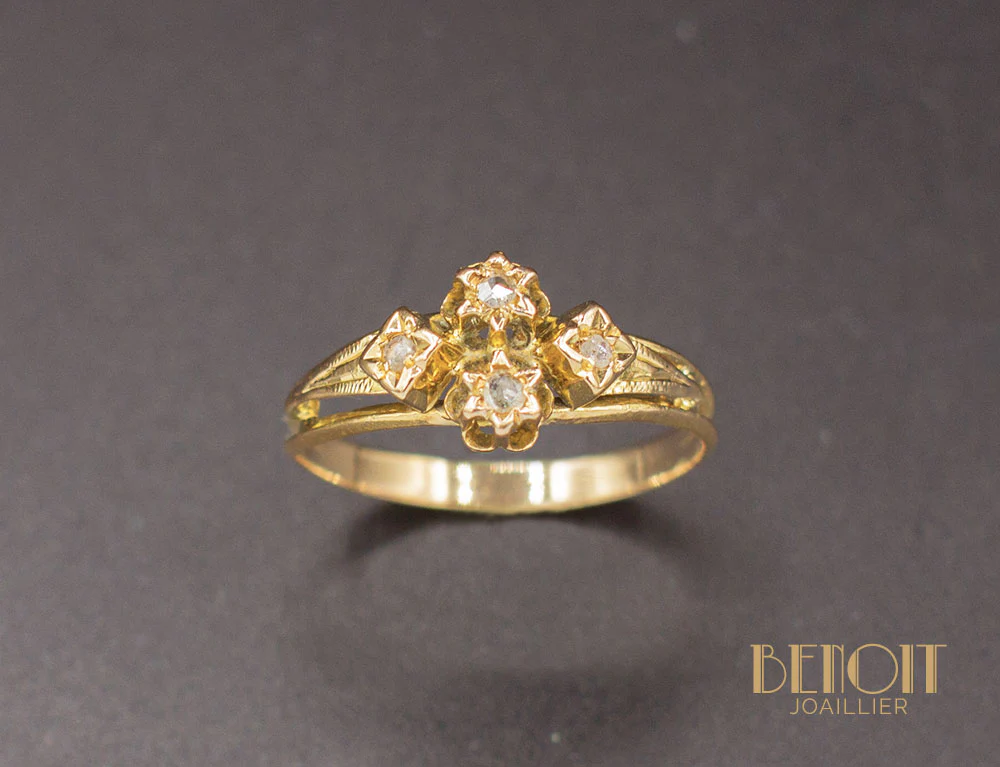 Bague XIXe Or Diamants - Image 2