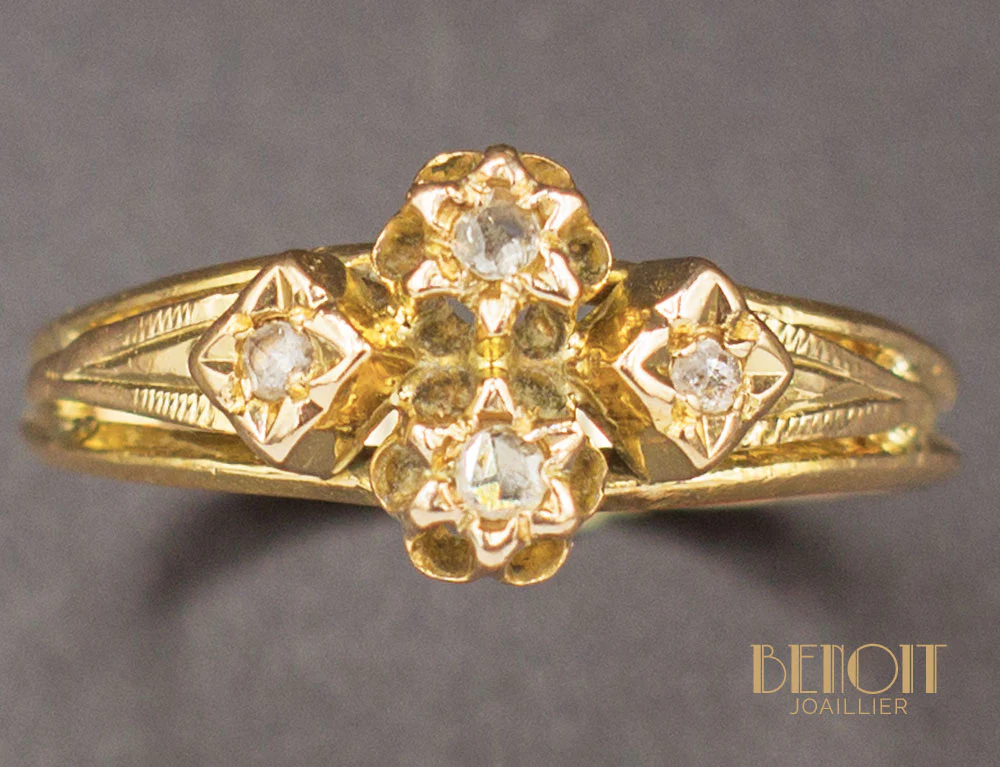 Bague XIXe Or Diamants - Image 3