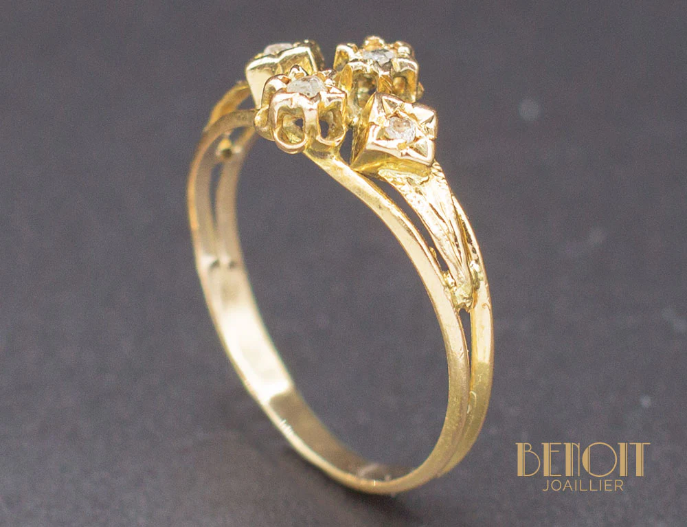 Bague XIXe Or Diamants - Image 5