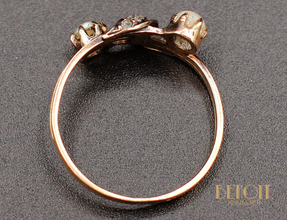Bague XIXe Perles Diamants - Image 4