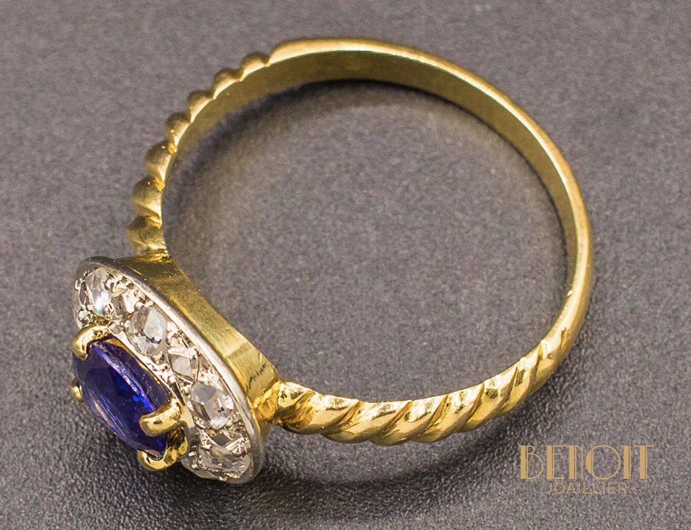 Bague XIXe Saphir Diamants - Image 4