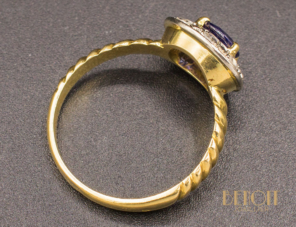 Bague XIXe Saphir Diamants - Image 5