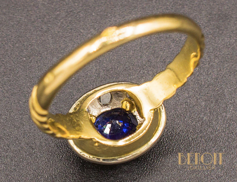 Bague XIXe Saphir Diamants - Image 6