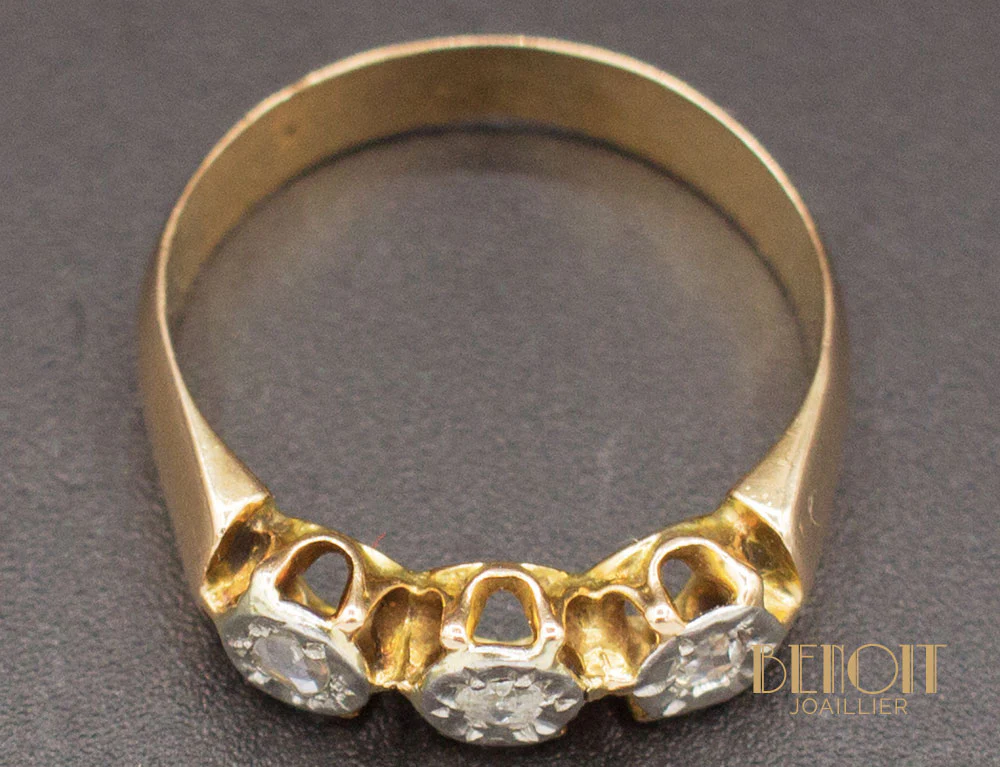 Bague XIXe Trois Diamants - Image 5