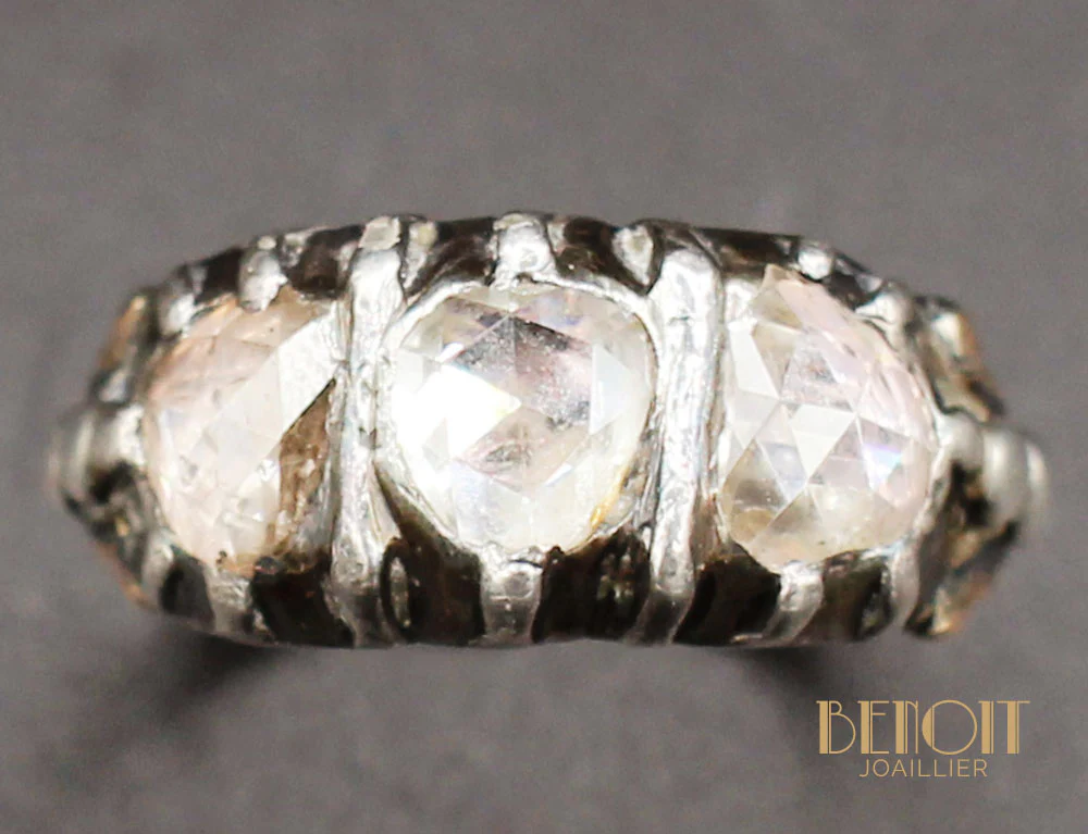 Bague XVIIIe Jarretière Or Diamants - Image 3