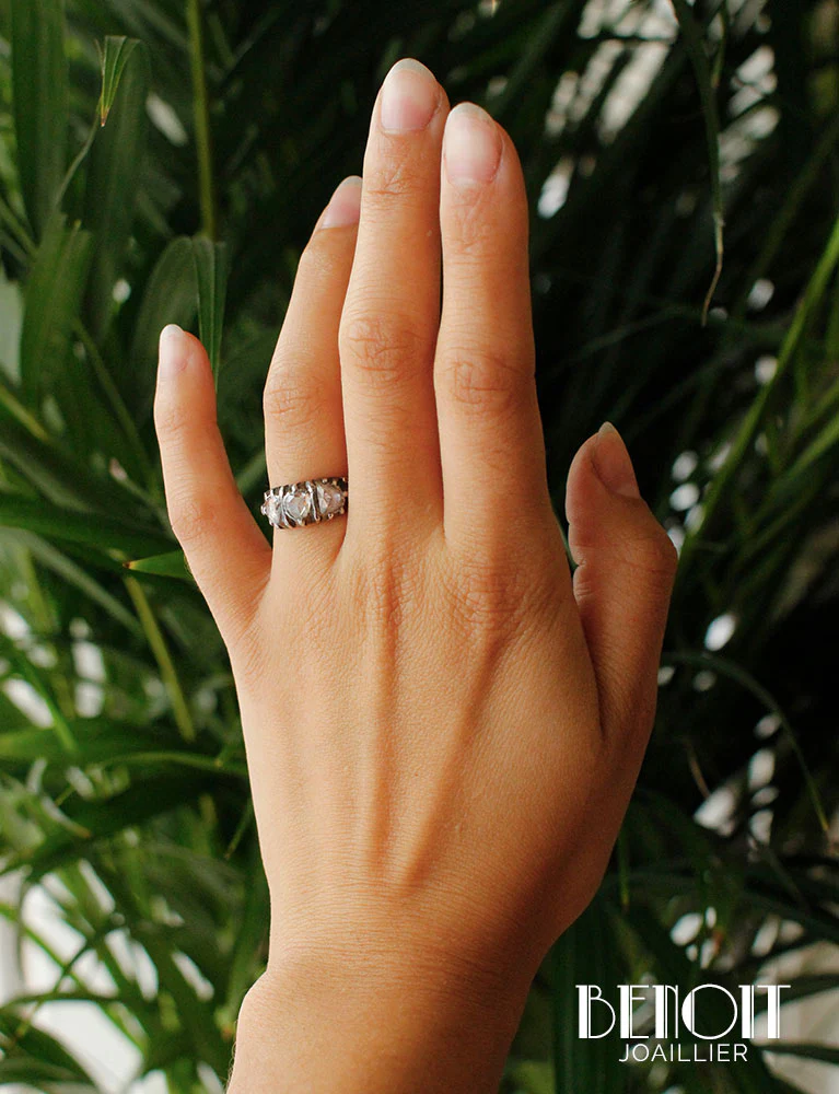 Bague XVIIIe Jarretière Or Diamants - Image 9
