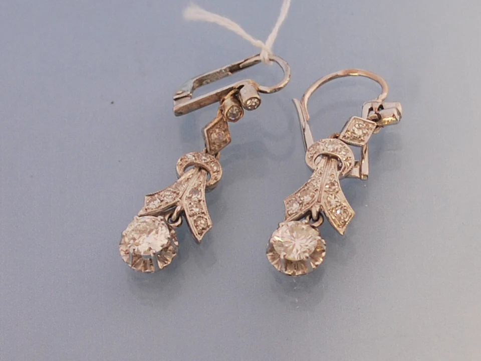 Boucle d oreille art deco diamant et or - Image 2