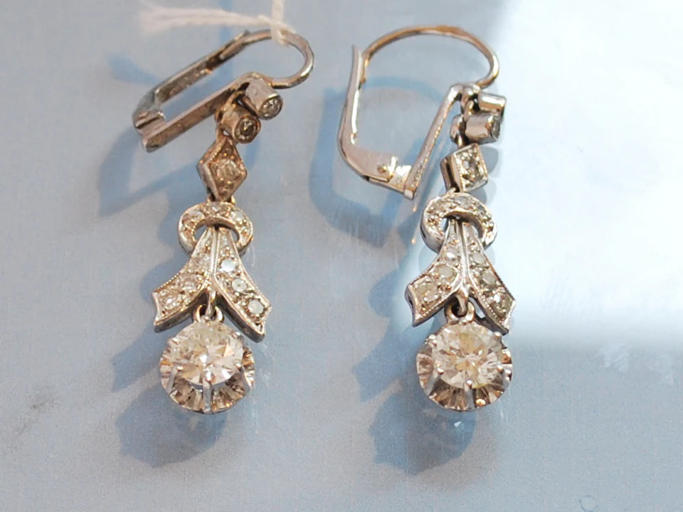Boucle d oreille art deco diamant et or - Image 4