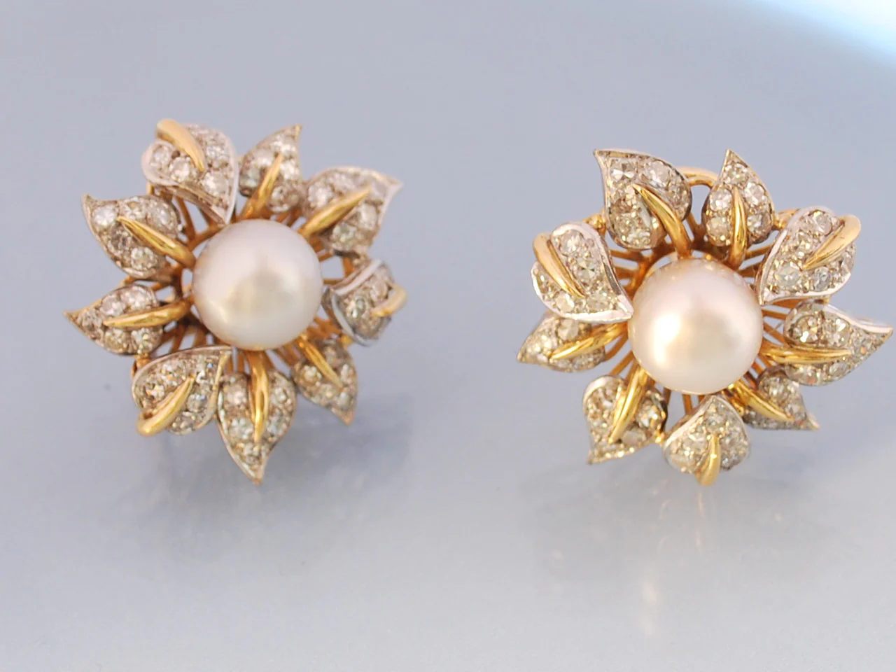 Boucles anciennes perles et diamants