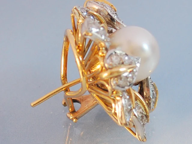 Boucles anciennes perles et diamants - Image 3